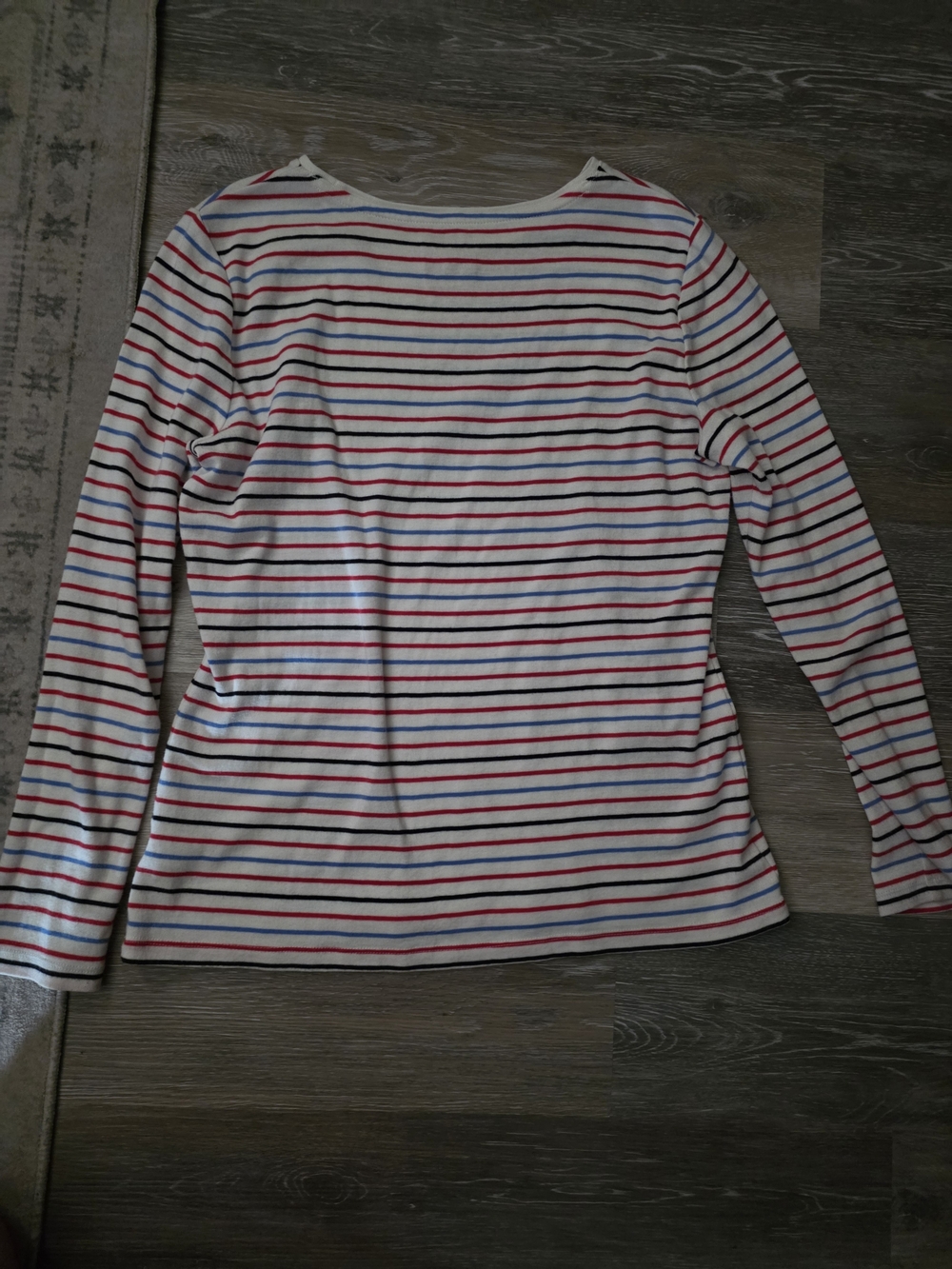 Talbots Striped Crewneck Tee - White, Red, Blue, Black - Picture 3 of 3